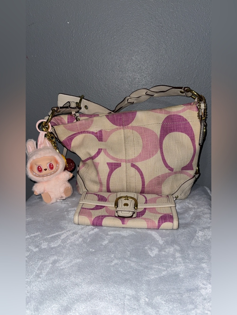 Coach Purple optic medium Carly w/ wallet
